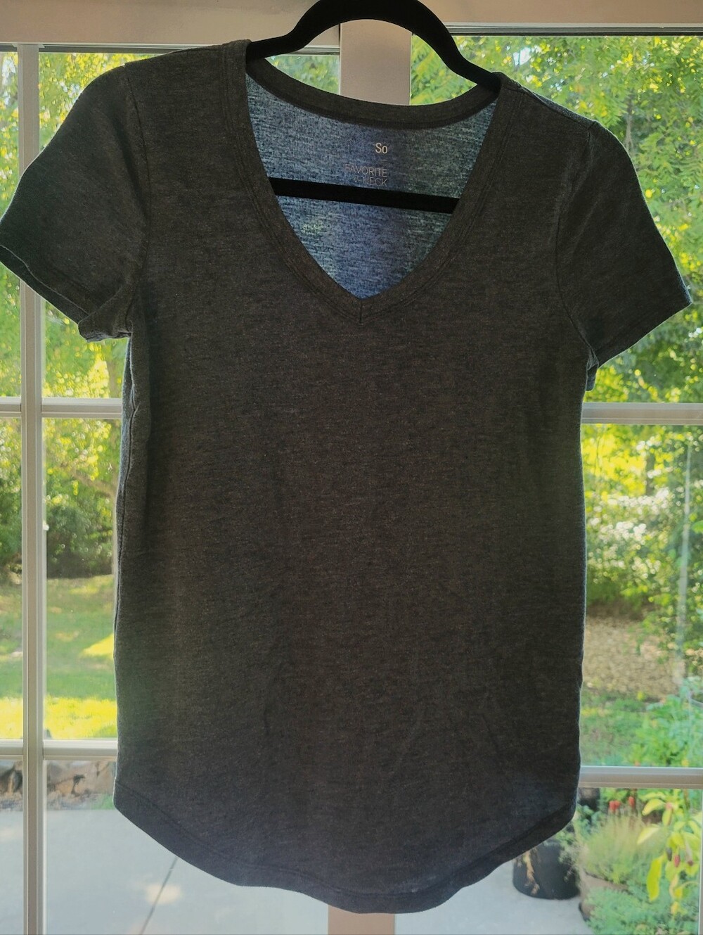 So Favorite V-neck T-shirt Navy Blue Short Sleeve XS Stretch
